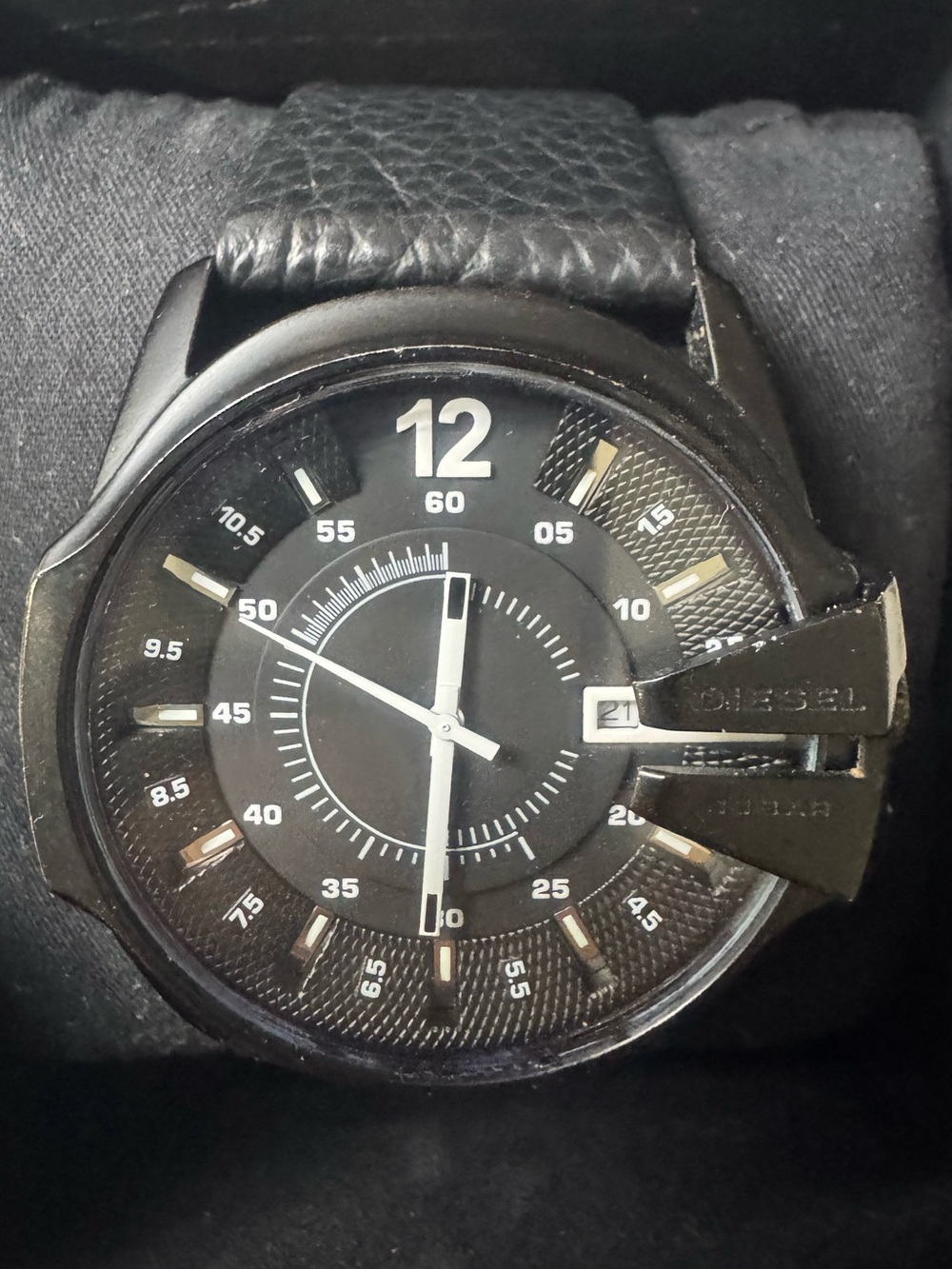 #50 Diesel Black Men's Analog Watch with Silver Accents